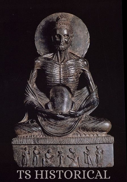 Buddha's body decomposed by penance (Lahore Museum)